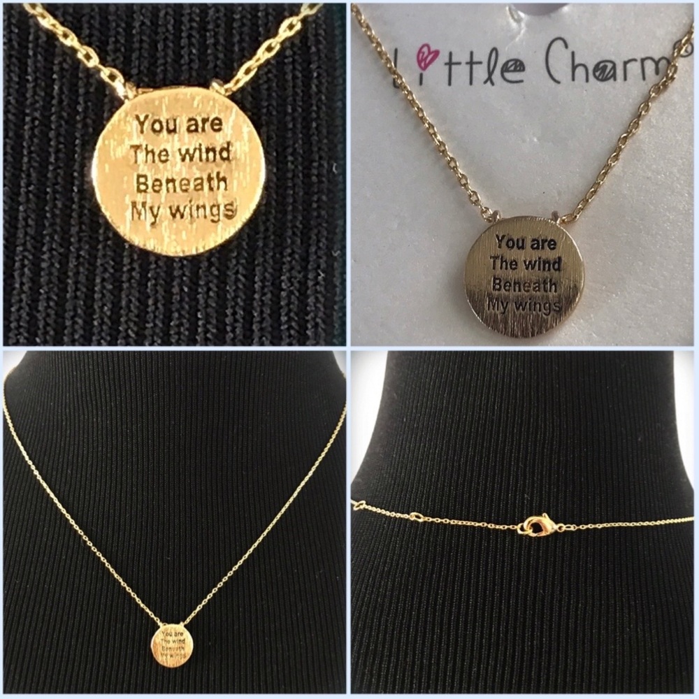 Little Charm Necklace “Wind Beneath My Wings” Gold Dipped 16” - 18” NWT